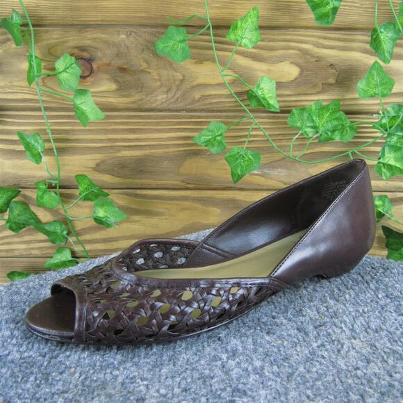 Circa Joan & David‎ Women CJzohar Peep Toe Brown Leather Pump 7.5 Used 2025 - Picture 1 of 7